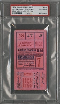 1926 World Series Game 7 Original Ticket Stub (PSA/DNA Encapsulated)